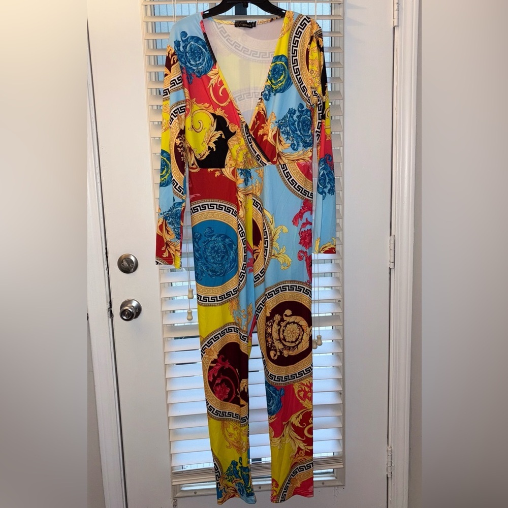 Designer-Inspired Baroque Print Jumpsuit – Size 2X - Picture 4 of 11